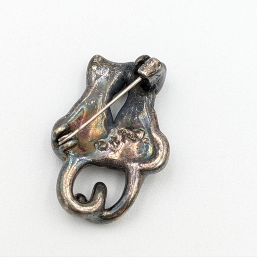 Vintage signed beautifully made two cat brooch pin - Picture 2 of 4